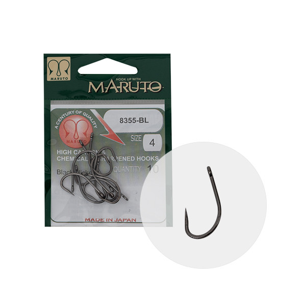 MARUTO HOROG 8355BL CARP HOOKS FORGED STRAIGHT EYE BARBLESS HC BLACK NICKEL 6