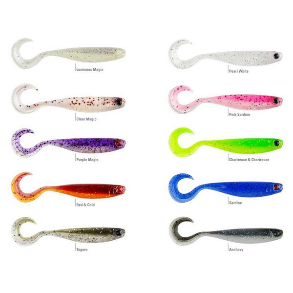 MUSTAD MEZASHI CROSS CURLY TAIL3.5"PINK SARDINE 6DB/CSOMAG