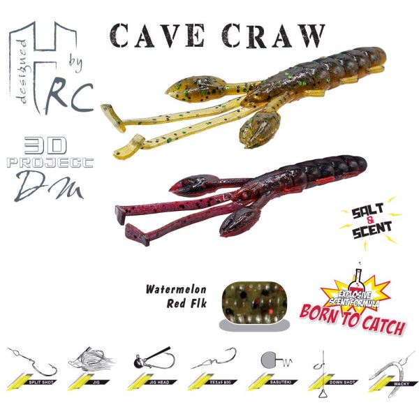 CAVE CRAW 3.8" 9.6cm Watermelon Red Flakes